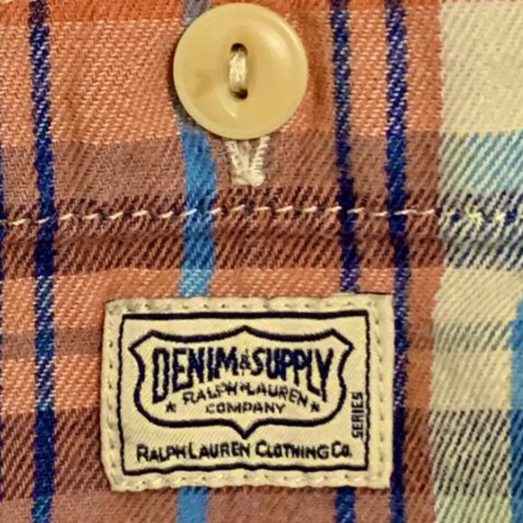 Vtg Distressed Denim & Supply Ralph Lauren Flannel Shirt Mens M Red Plaid - Picture 10 of 12